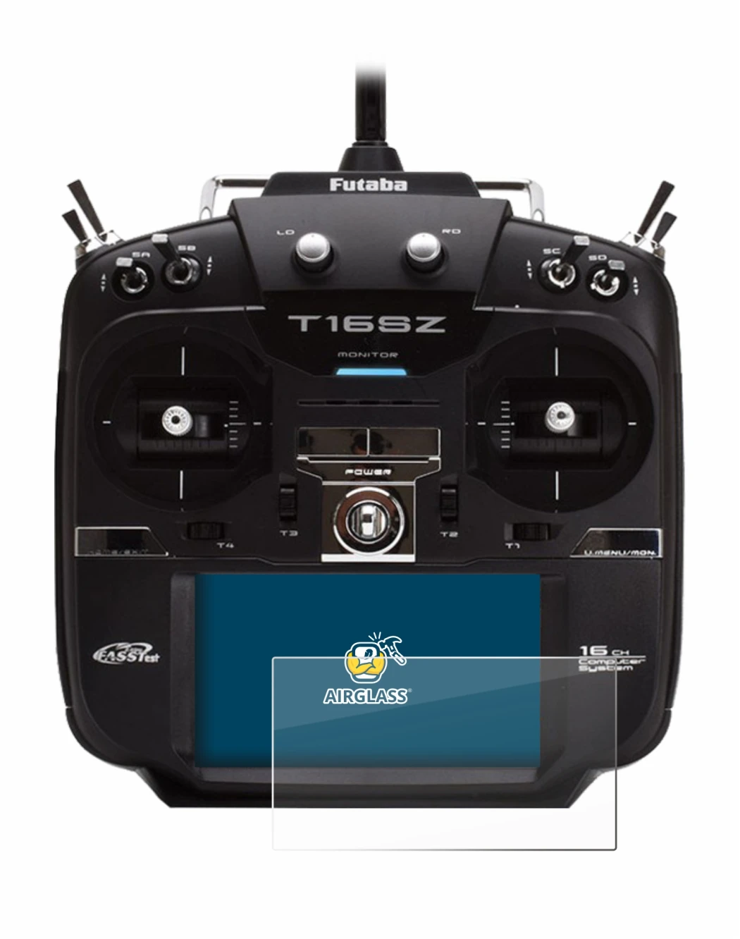 Image de l'appareil Robbe Futaba T16IZ avec une grande variété de protections d'écran.