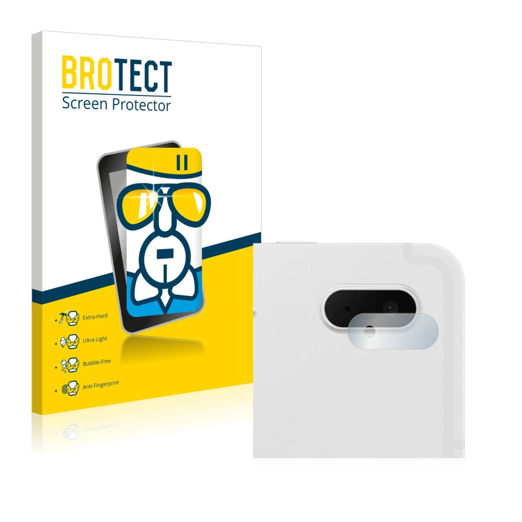 Face avant d’un emballage produit avec le logo de la marque BROTECT. À côté, l’appareil Samsung Galaxy Tab S7 FE (Caméra UNIQU