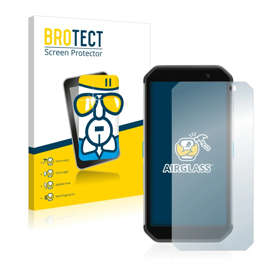 Face avant d’un emballage produit avec le logo de la marque BROTECT. À côté, l’appareil Almex AiM TC601 est représenté avec la