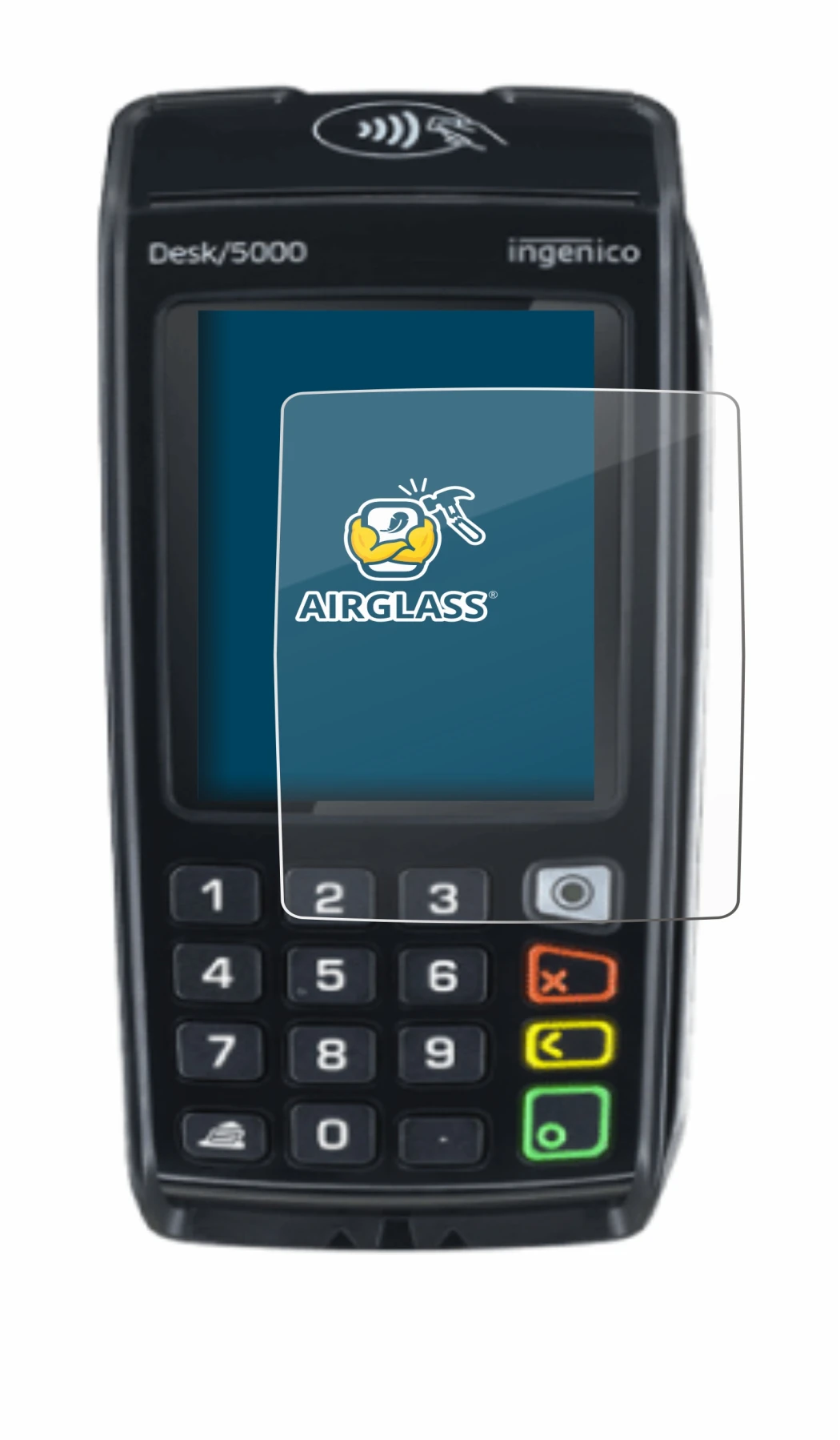 Image de l'appareil ingenico Desk/5000 avec une grande variété de protections d'écran.