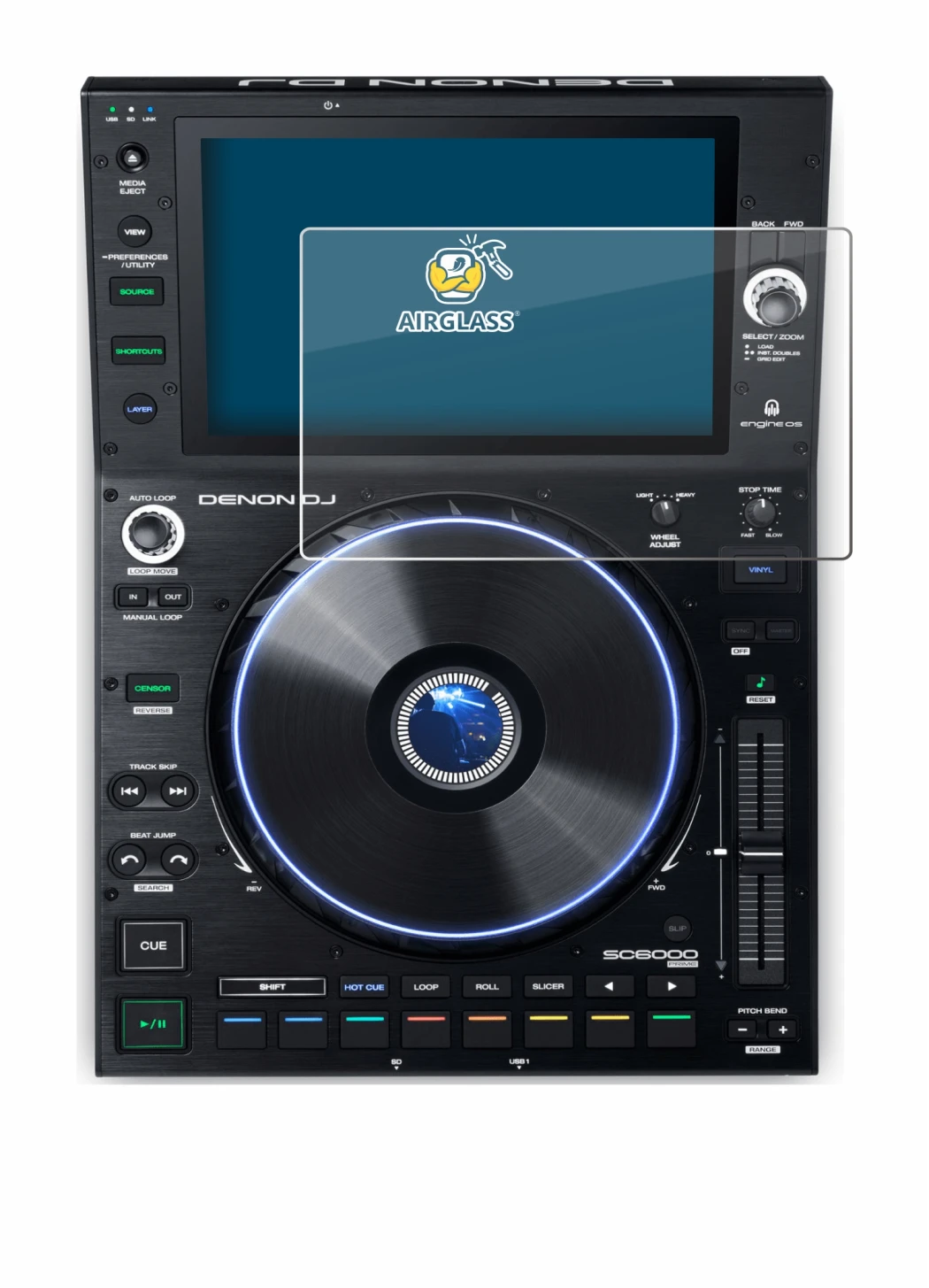 Image de l'appareil Denon DJ SC6000 Prime avec une grande variété de protections d'écran.