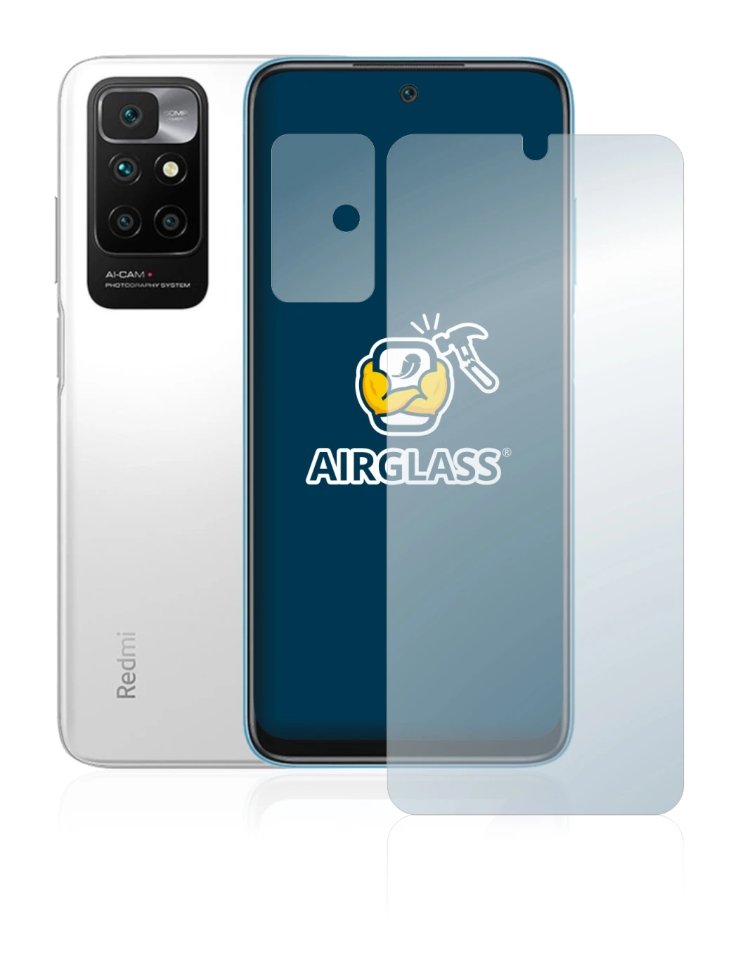 Image de l'appareil Xiaomi Redmi 10 (Avant+Caméra) avec une grande variété de protections d'écran.