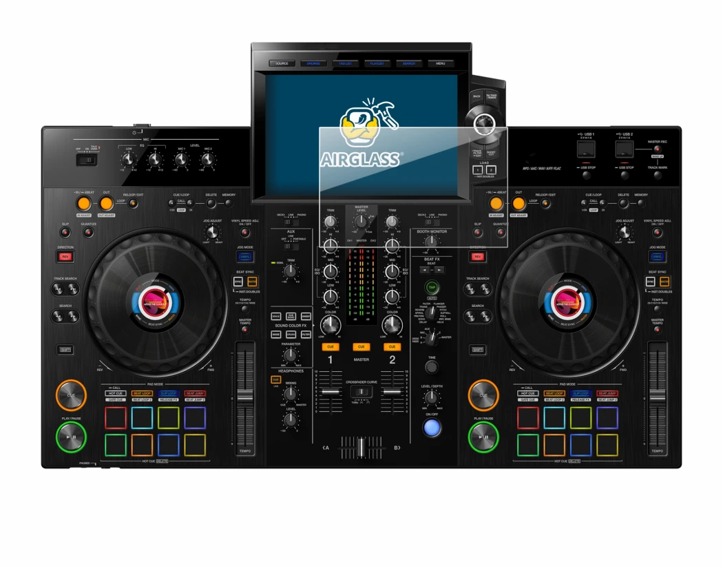 Image de l'appareil Pioneer XDJ-RX3 avec une grande variété de protections d'écran.