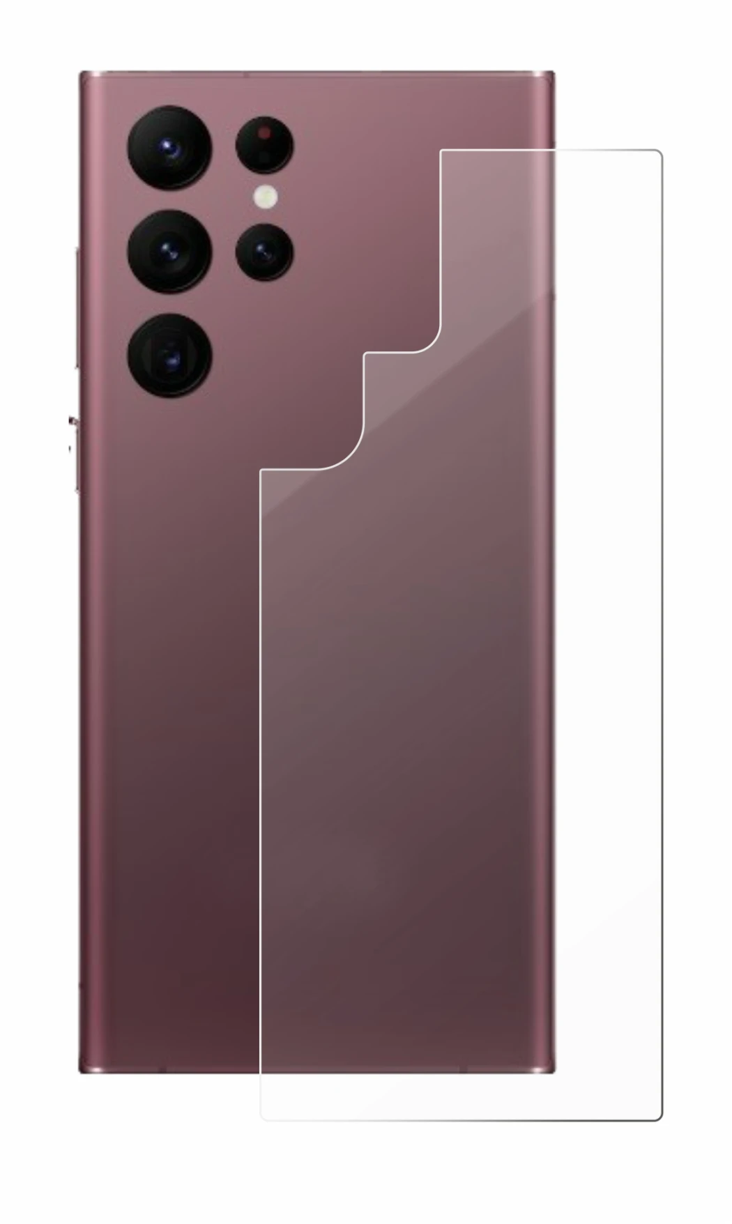 Image de l'appareil Samsung Galaxy S22 Ultra 5G (Arrière) avec une grande variété de protections d'écran.