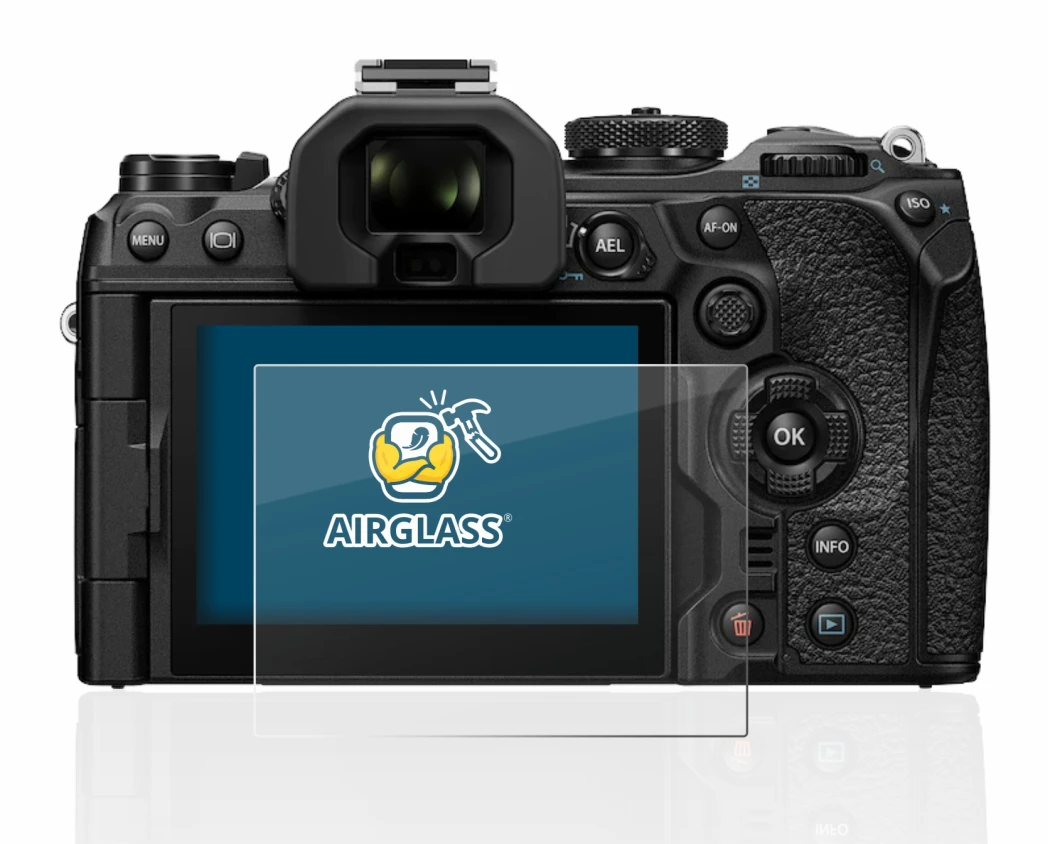 Image de l'appareil Olympus OM-1 2022 avec une grande variété de protections d'écran.
