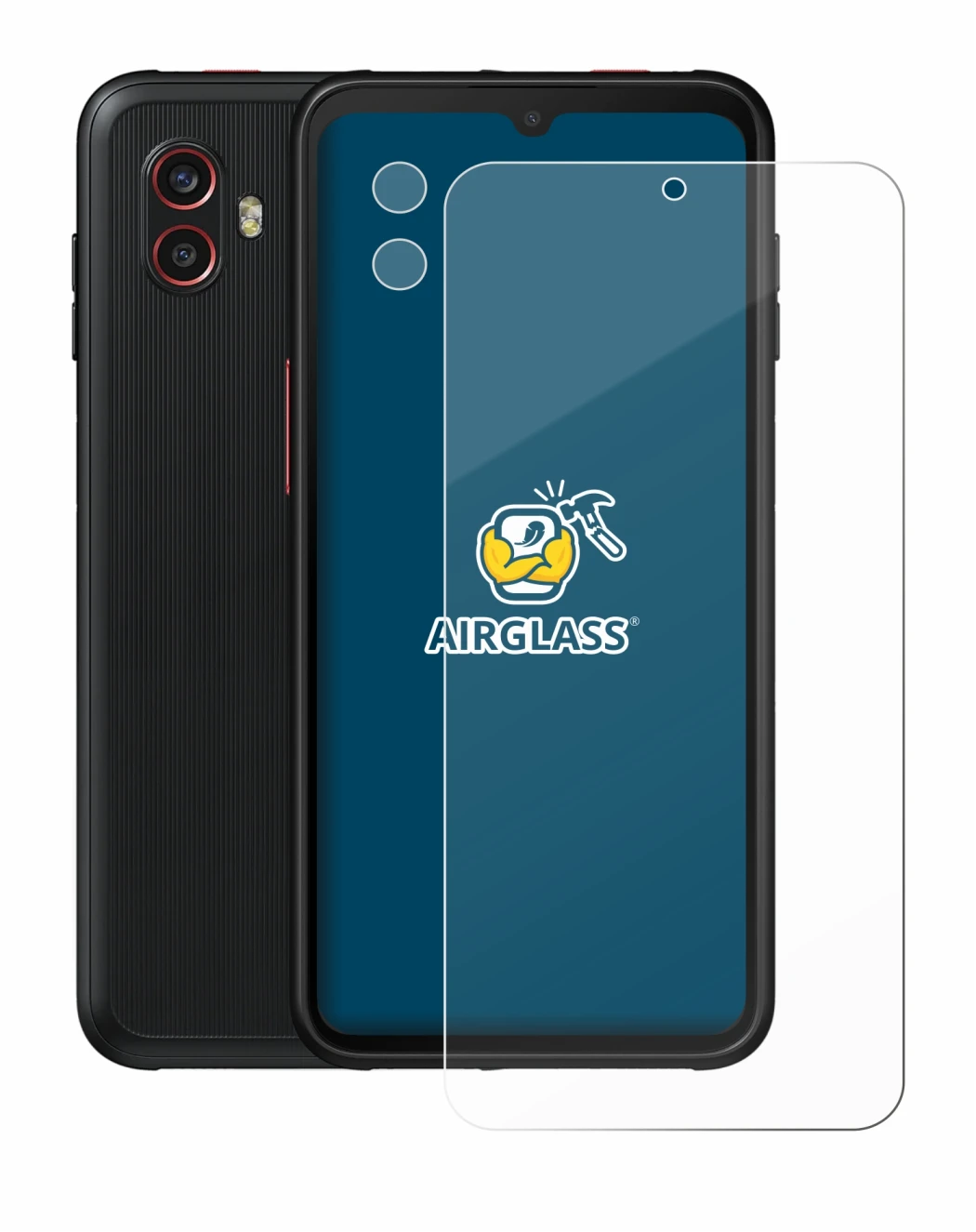 Image de l'appareil Samsung Galaxy Xcover 6 Pro (Avant+Caméra) avec une grande variété de protections d'écran.
