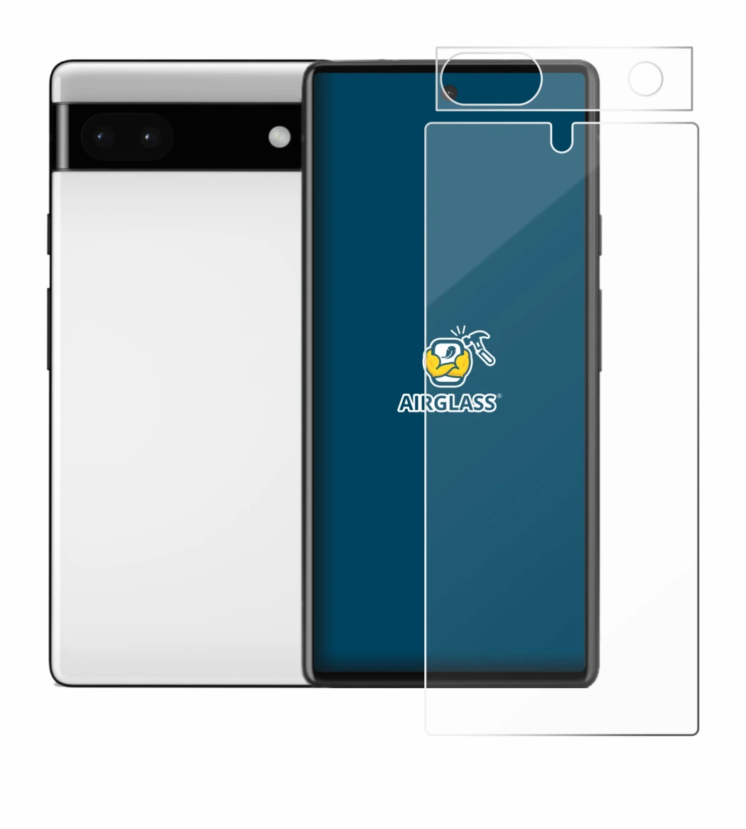 Image de l'appareil Google Pixel 6a (Avant+Caméra) avec une grande variété de protections d'écran.