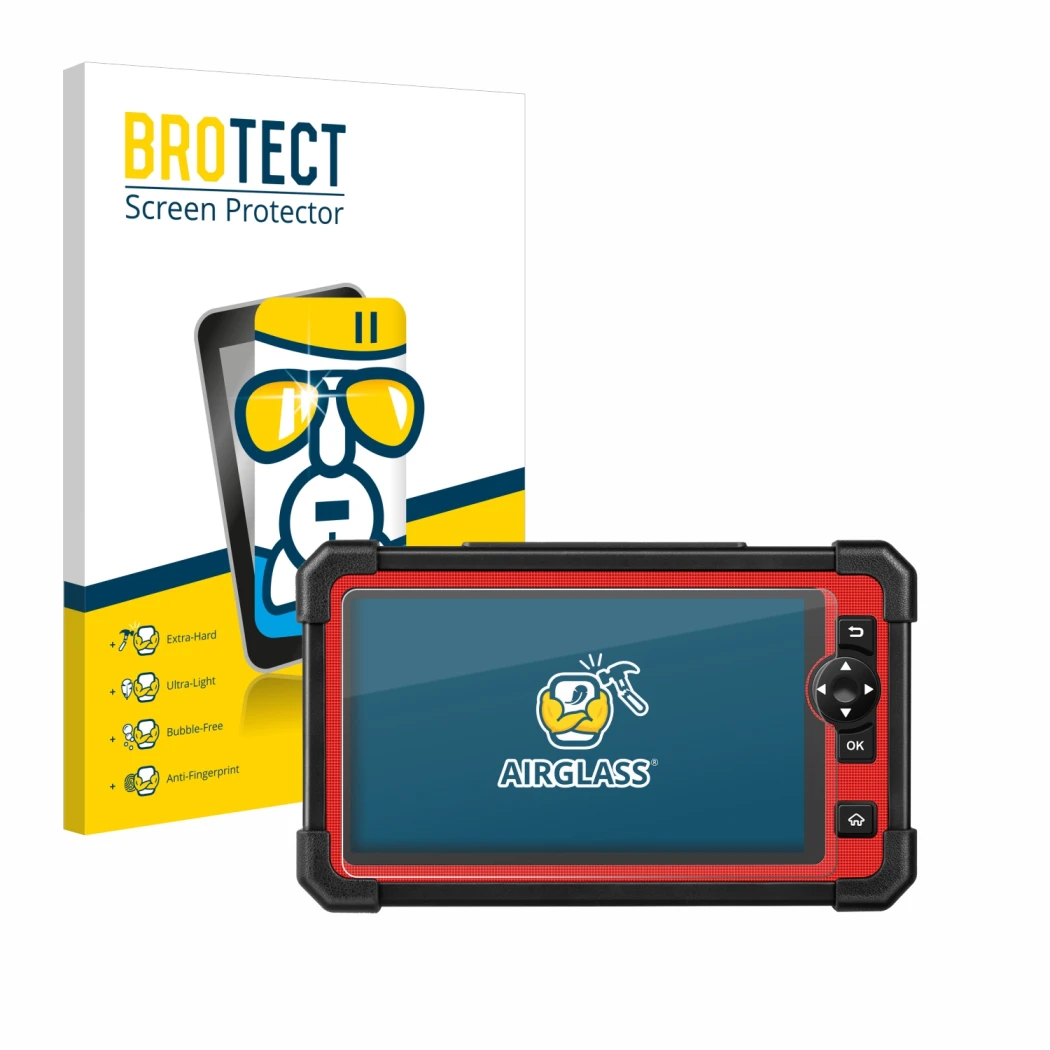 Face avant d’un emballage produit avec le logo de la marque BROTECT. À côté, l’appareil Launch X-431 CRP919E est représenté av