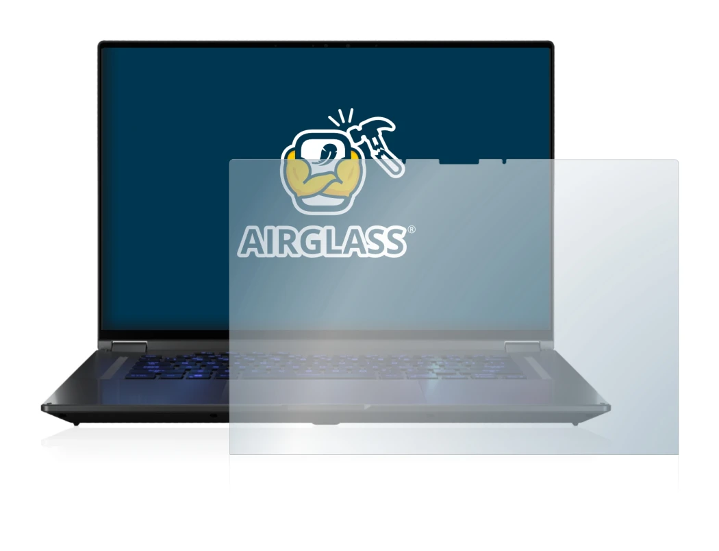 Image de l'appareil ASUS ROG Flow X16 avec une grande variété de protections d'écran.