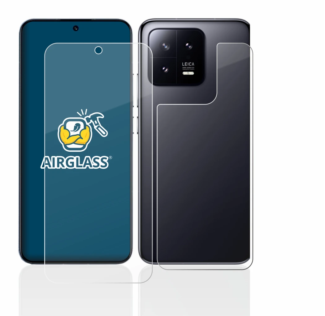 Image de l'appareil Xiaomi 13 (Avant+Arrière) avec une grande variété de protections d'écran.