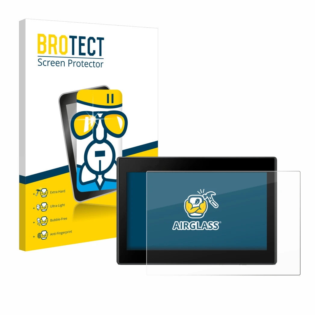 Face avant d’un emballage produit avec le logo de la marque BROTECT. À côté, l’appareil Garmin Drive 53 5