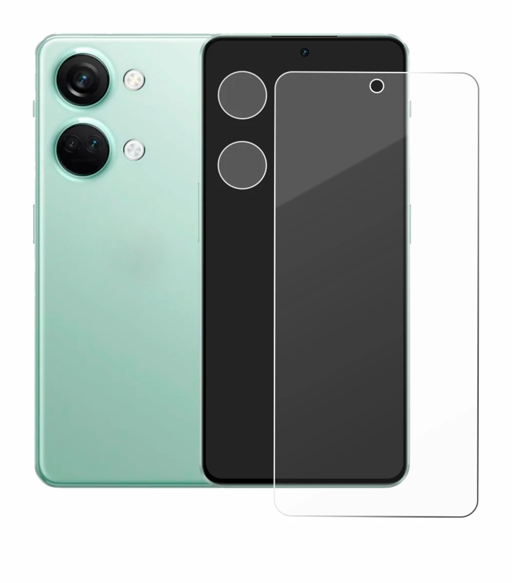 Image de l'appareil OnePlus Nord 3 5G (Avant+Caméra) avec une grande variété de protections d'écran.