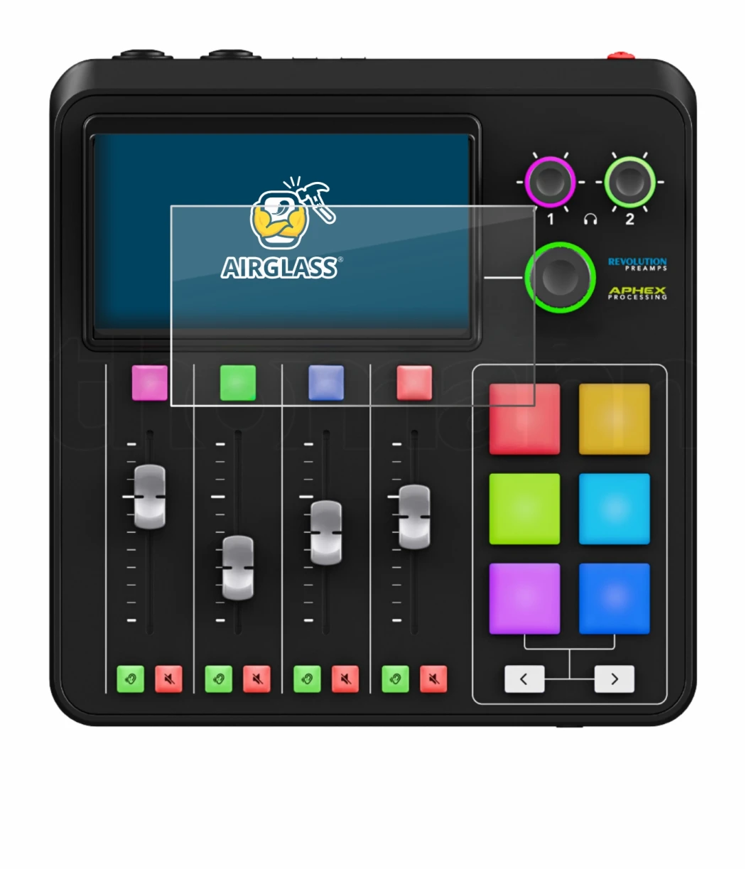 Image de l'appareil Rode Rodecaster Duo avec une grande variété de protections d'écran.