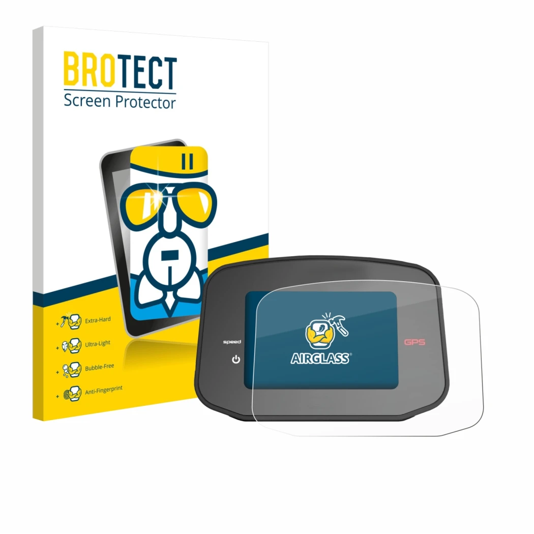 Face avant d’un emballage produit avec le logo de la marque BROTECT. À côté, l’appareil PowaKaddy CT8 GPS est représenté avec 