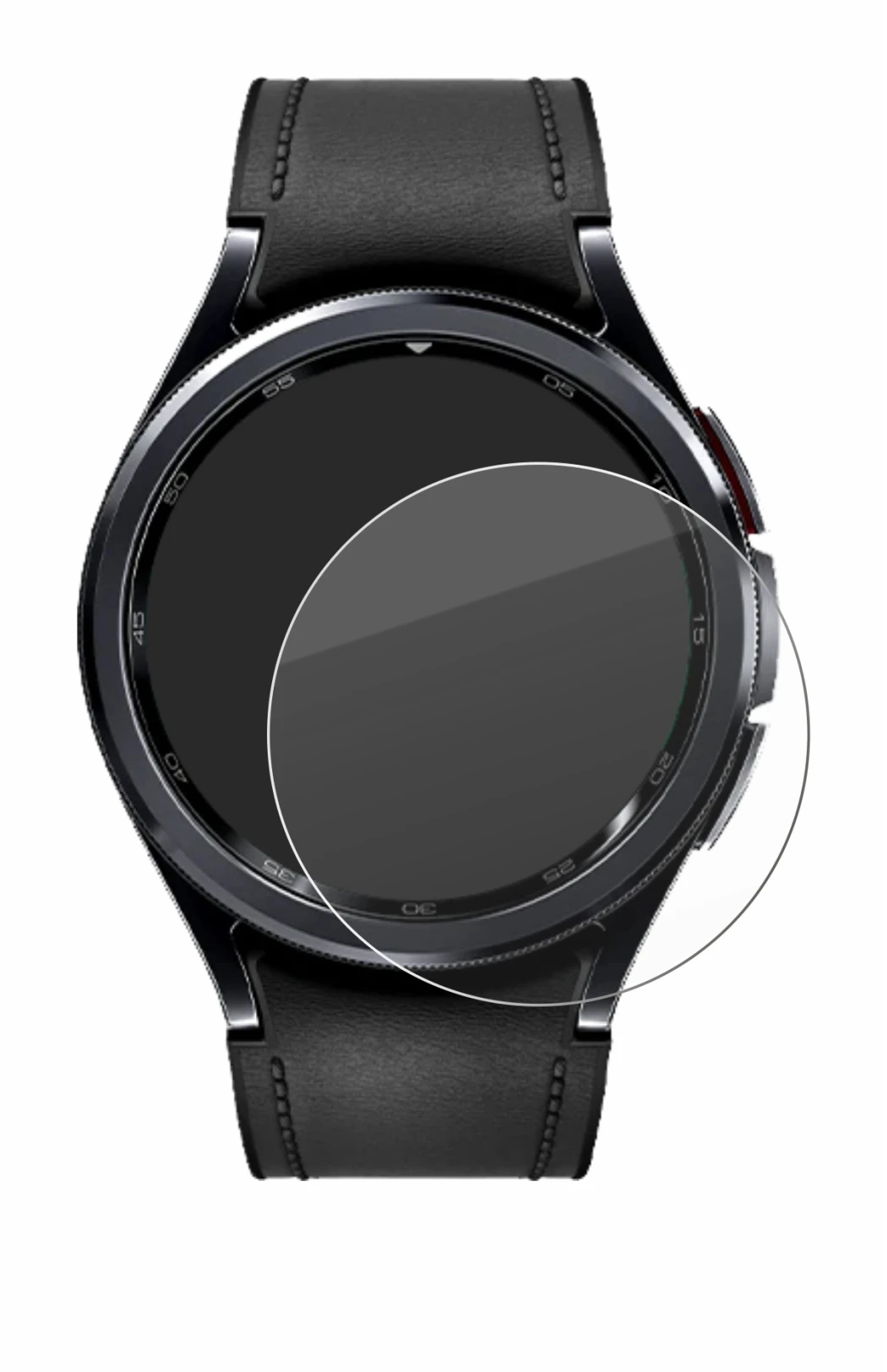 Image de l'appareil Samsung Galaxy Watch 6 Classic (43 mm) avec une grande variété de protections d'écran.