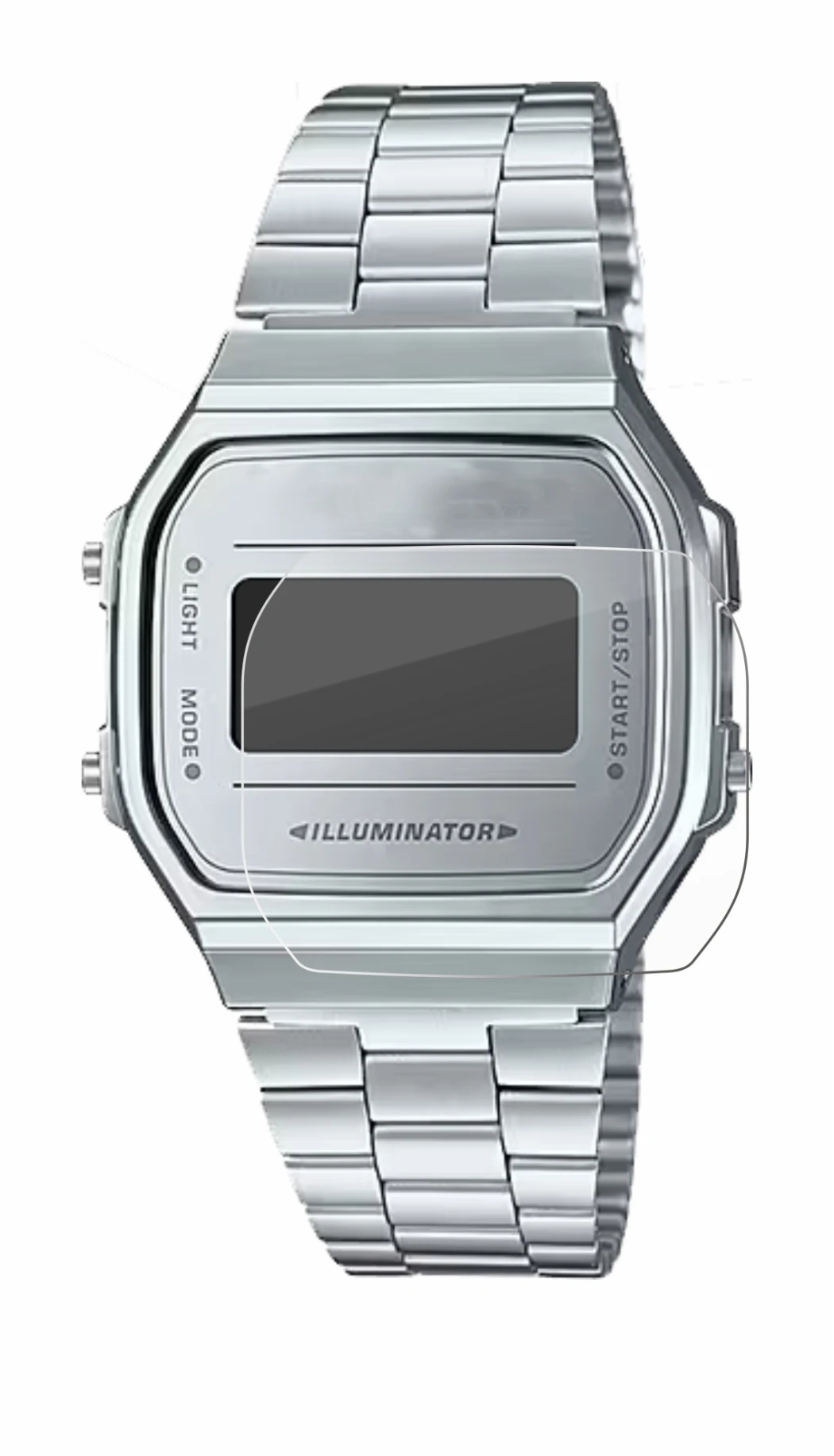 Image de l'appareil Casio A168WEM-7EF avec une grande variété de protections d'écran.