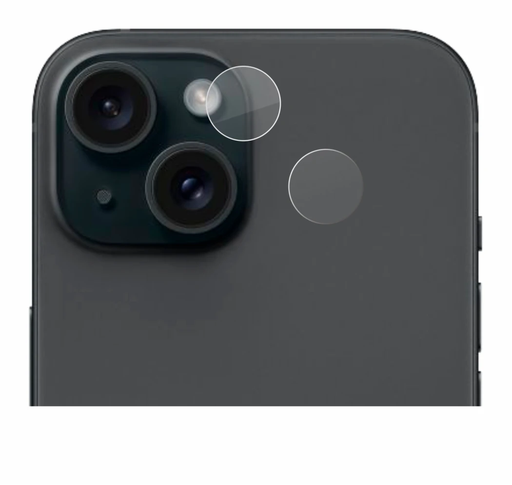 Image de l'appareil Apple iPhone 15 (Caméra UNIQUEMENT) avec une grande variété de protections d'écran.