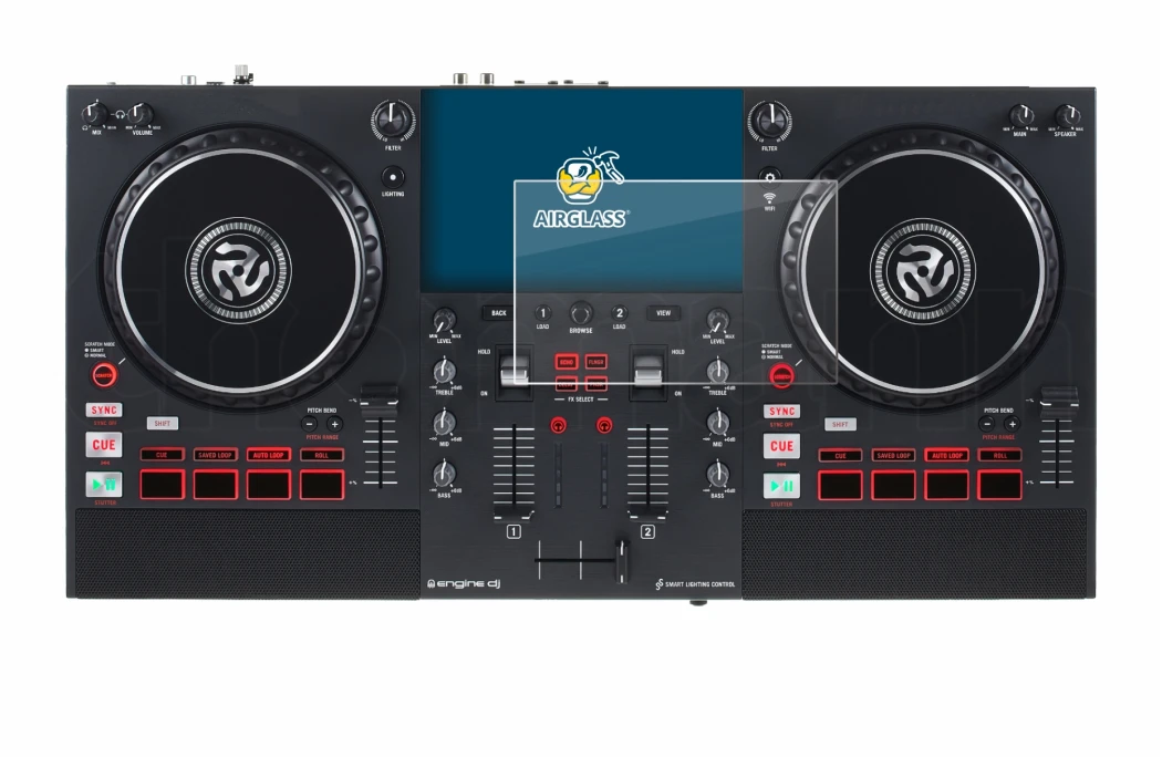 Image de l'appareil Numark Mixstream Pro+ avec une grande variété de protections d'écran.