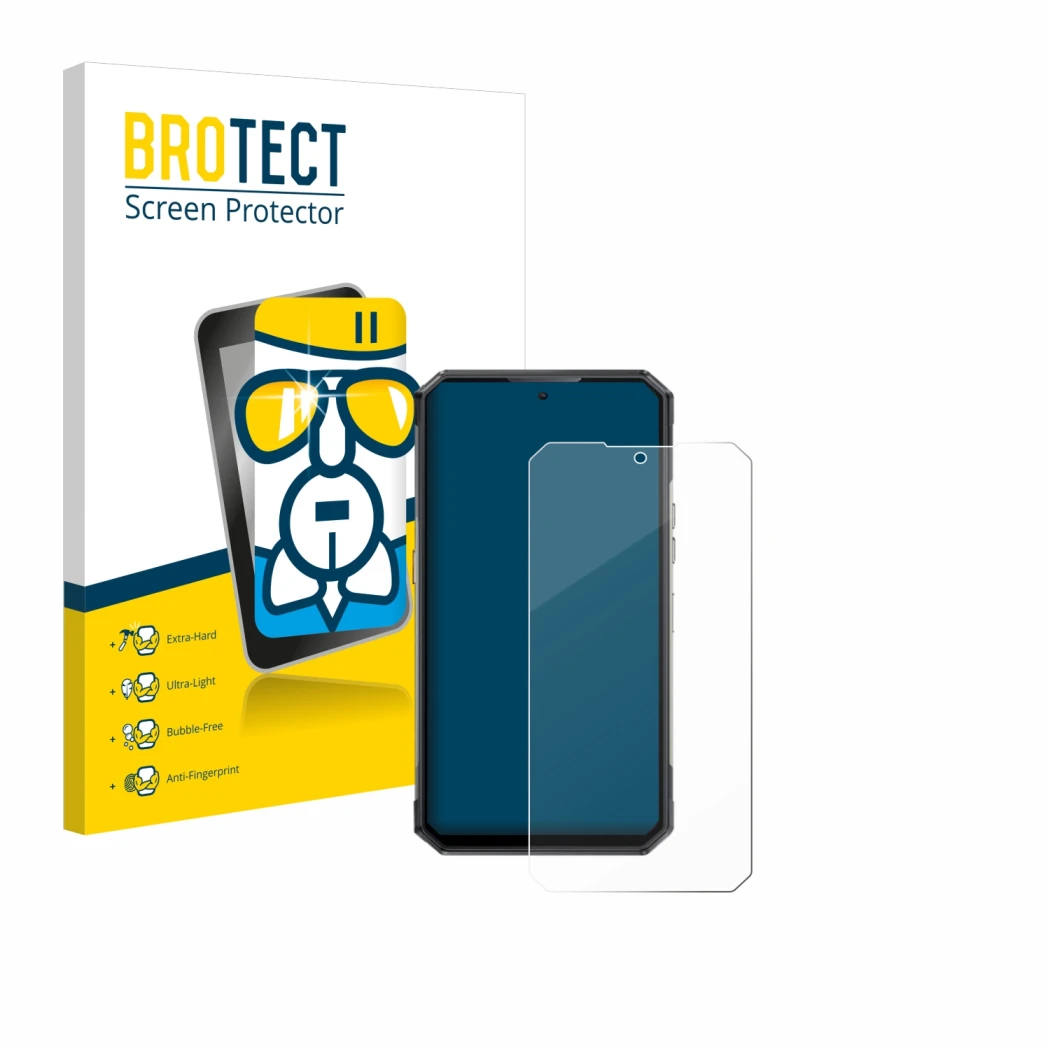 Face avant d’un emballage produit avec le logo de la marque BROTECT. À côté, l’appareil Oukitel WP30 Pro est représenté avec l