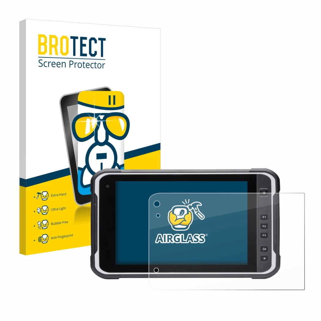 Face avant d’un emballage produit avec le logo de la marque BROTECT. À côté, l’appareil Handheld Algiz RT8 est représenté avec