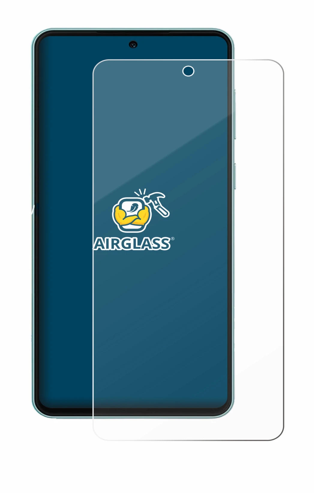 Image de l'appareil Samsung Galaxy M55 avec une grande variété de protections d'écran.