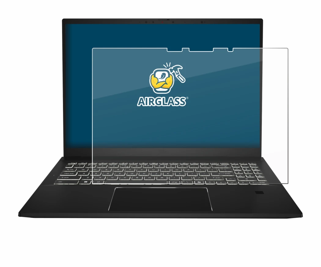 Image de l'appareil MSI Summit E16 AI Studio avec une grande variété de protections d'écran.