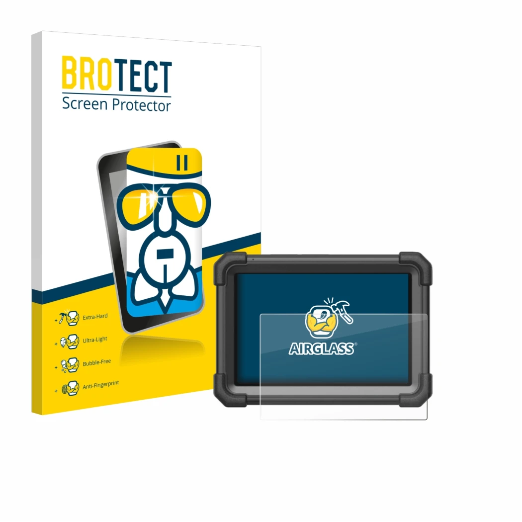 Face avant d’un emballage produit avec le logo de la marque BROTECT. À côté, l’appareil Launch X-431 Pro Dyno est représenté a