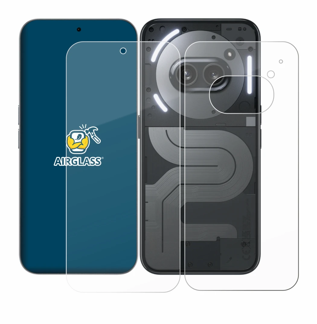 Image de l'appareil Nothing Phone (2a) Plus (Avant+Arrière) avec une grande variété de protections d'écran.