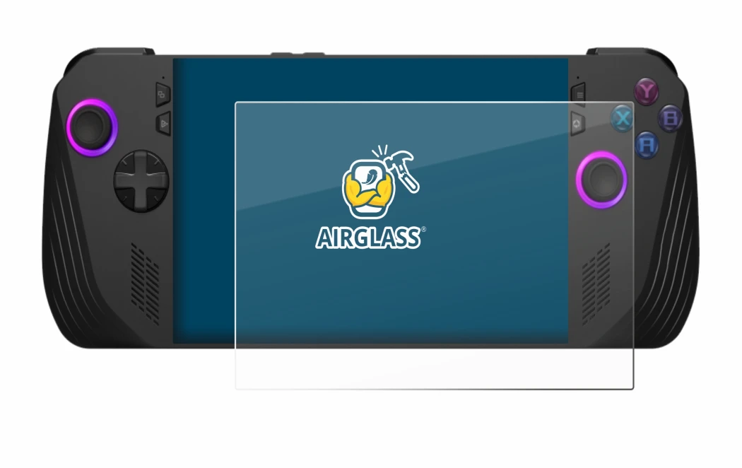 Image de l'appareil ASUS ROG Ally X (2024) avec une grande variété de protections d'écran.