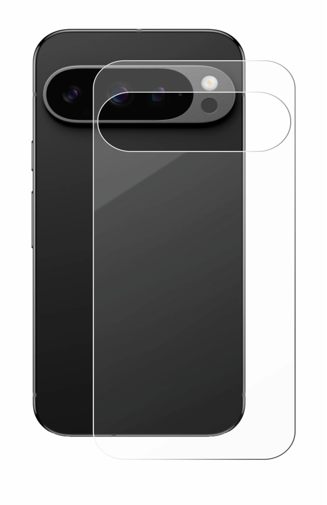 Image de l'appareil Google Pixel 9 Pro (Arrière) avec une grande variété de protections d'écran.