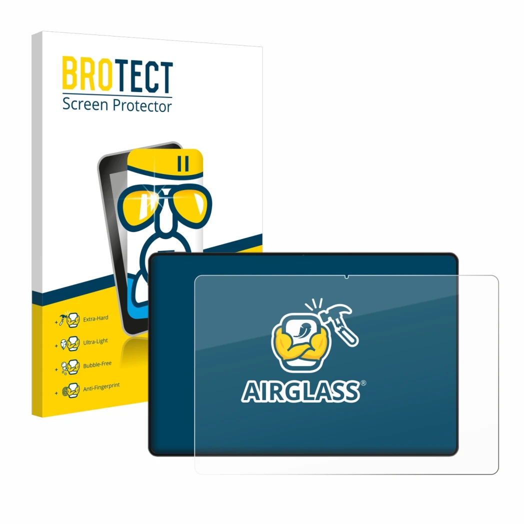 Face avant d’un emballage produit avec le logo de la marque BROTECT. À côté, l’appareil Honor Magicpad 2 est représenté avec l