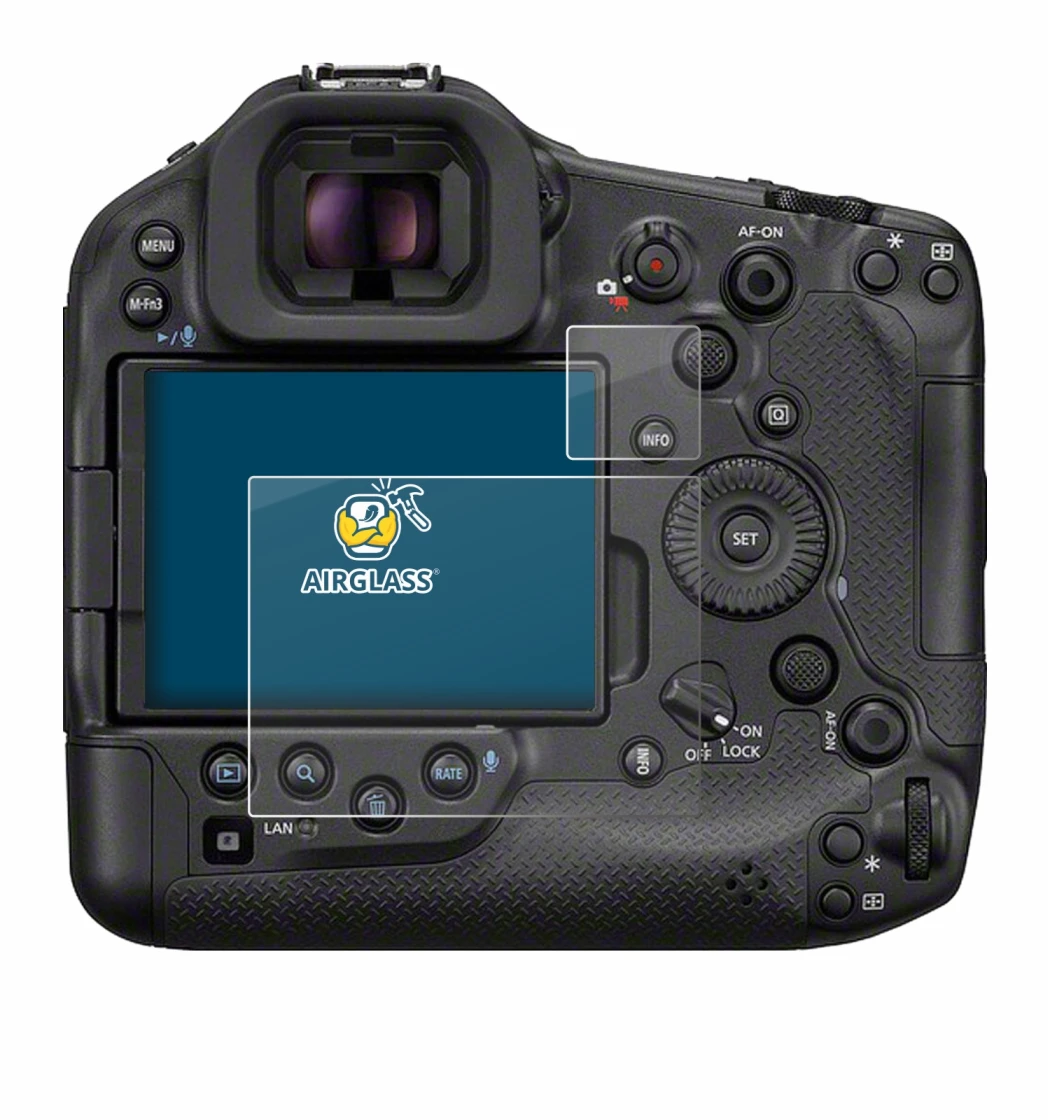 Image de l'appareil Canon EOS R1 avec une grande variété de protections d'écran.