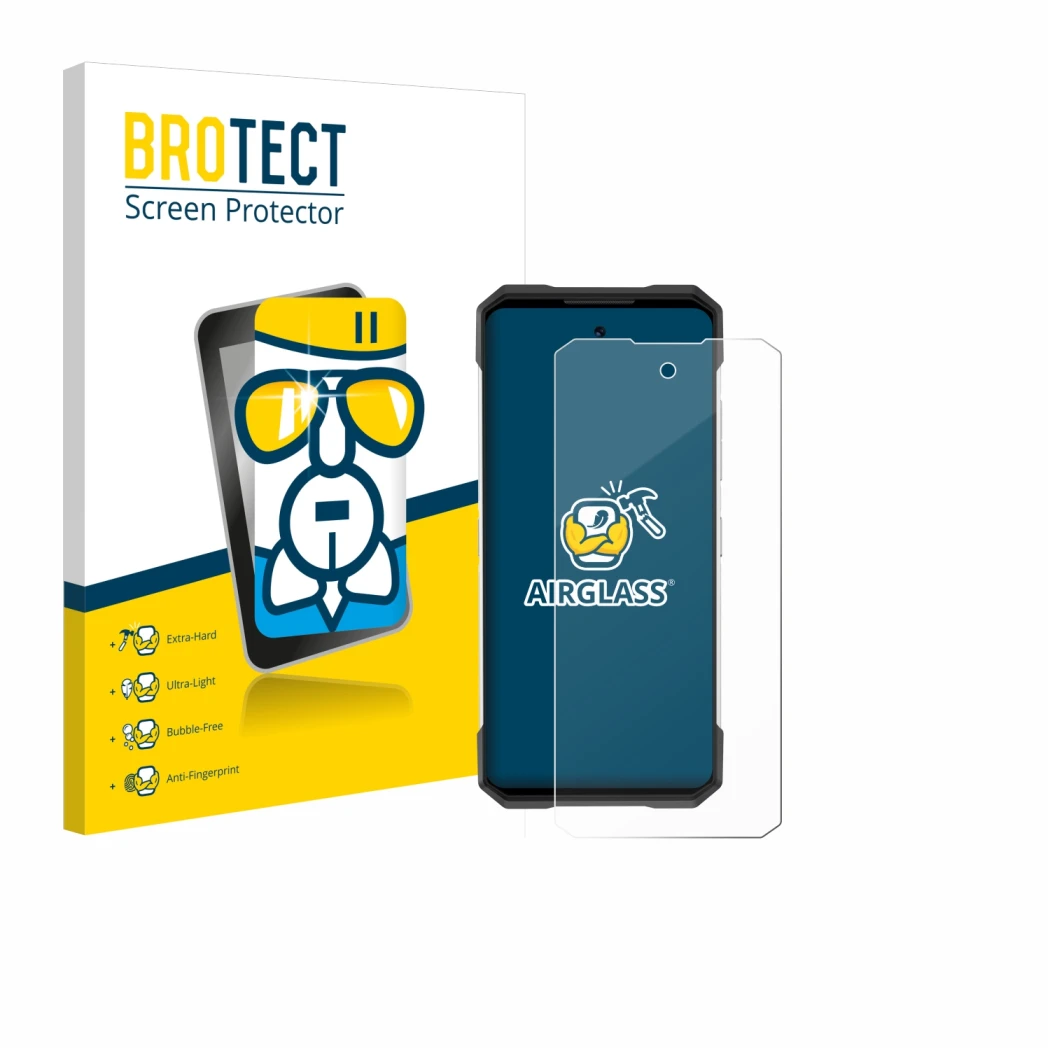 Face avant d’un emballage produit avec le logo de la marque BROTECT. À côté, l’appareil Doogee S200 est représenté avec la pro