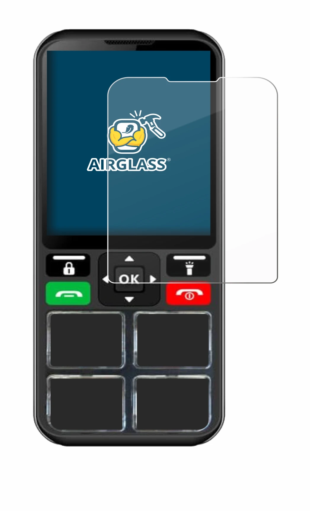 Image de l'appareil Geemarc CL8000 avec une grande variété de protections d'écran.