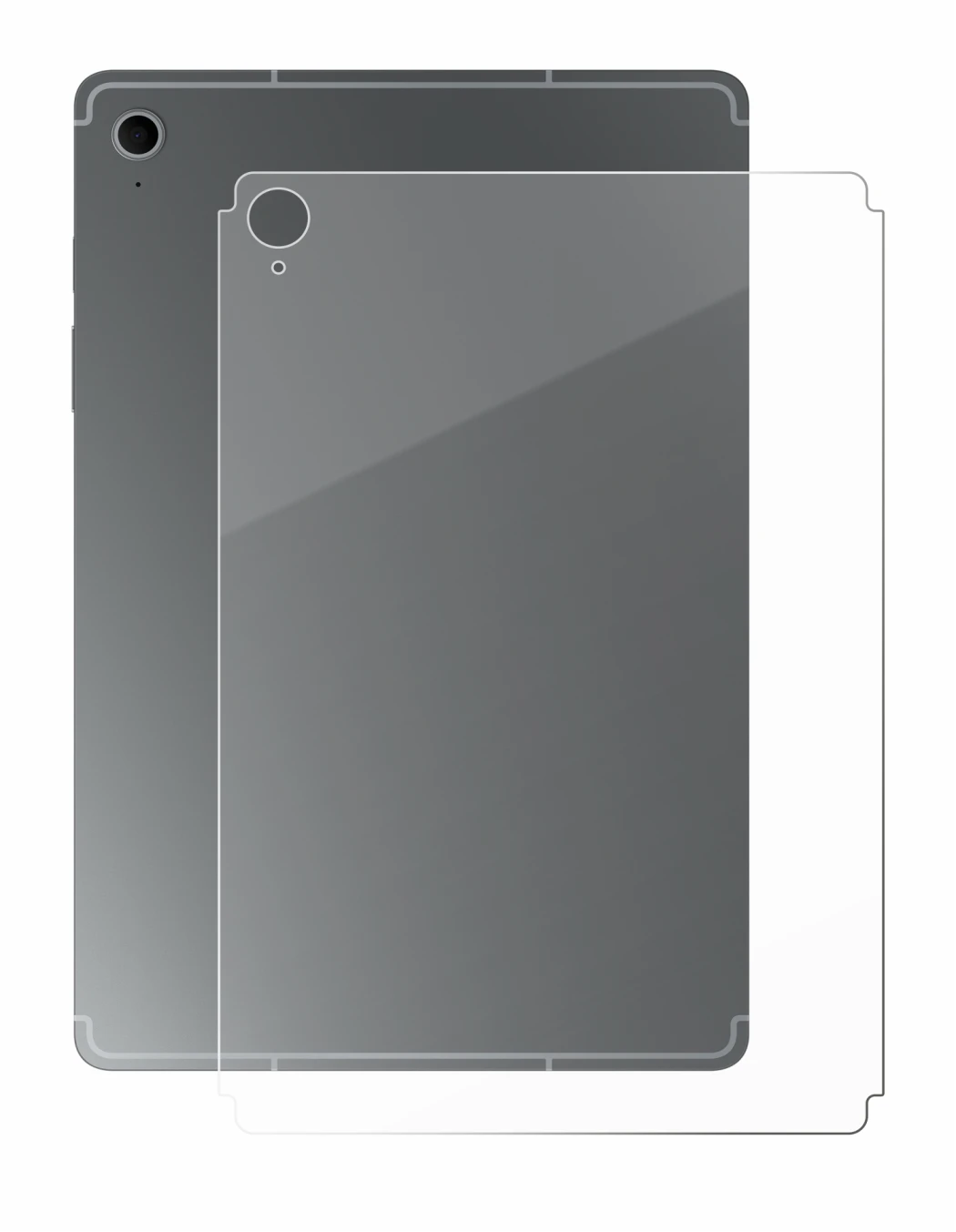 Image de l'appareil Samsung Galaxy Tab S10 FE (Arrière) avec une grande variété de protections d'écran.