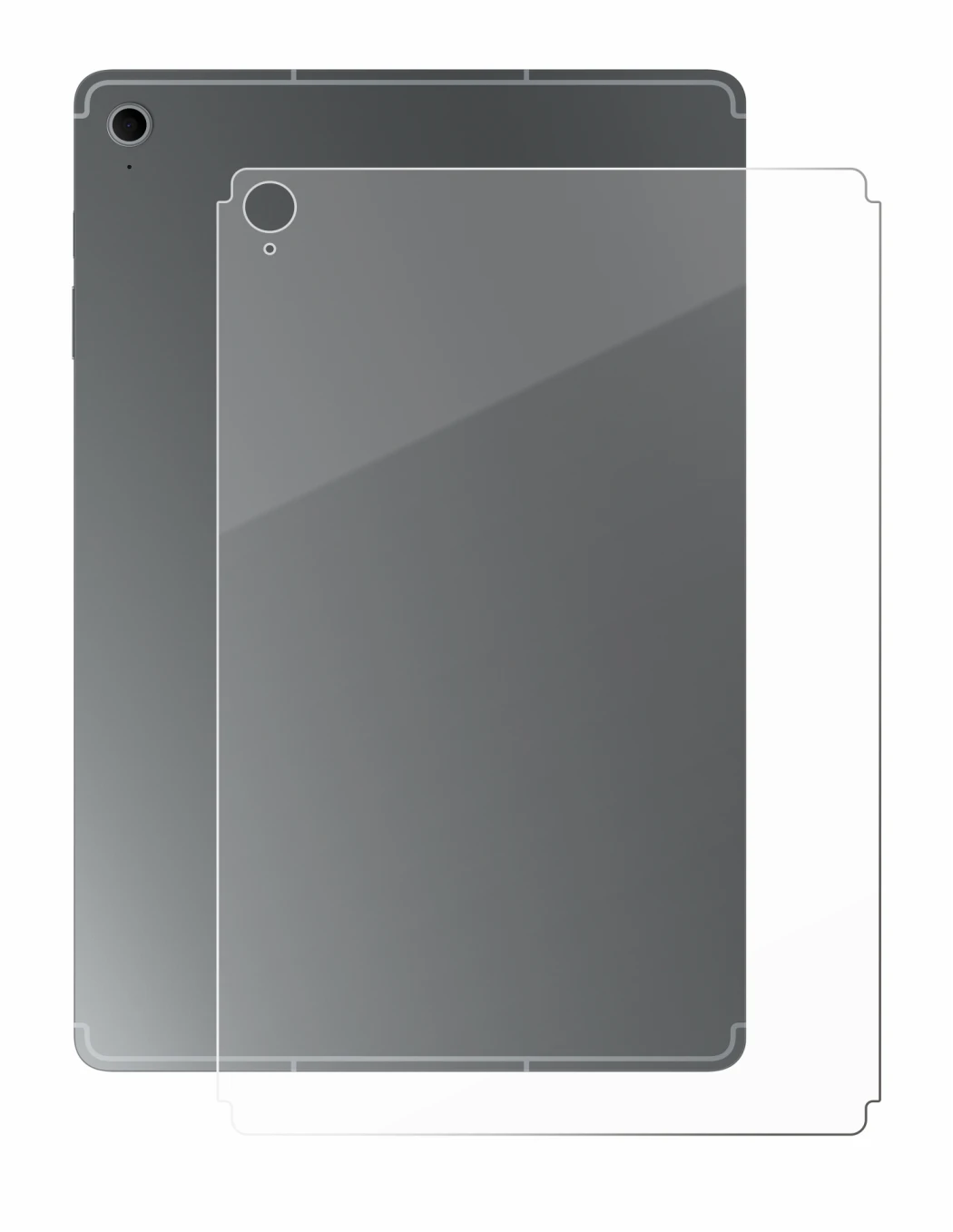Image de l'appareil Samsung Galaxy Tab S10 FE+ (Arrière) avec une grande variété de protections d'écran.