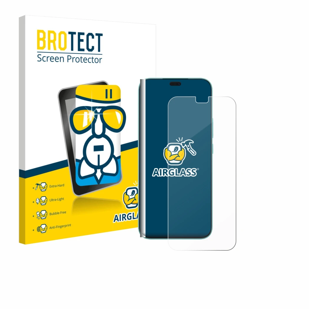 Face avant d’un emballage produit avec le logo de la marque BROTECT. À côté, l’appareil Honor 400 Lite est représenté avec la 