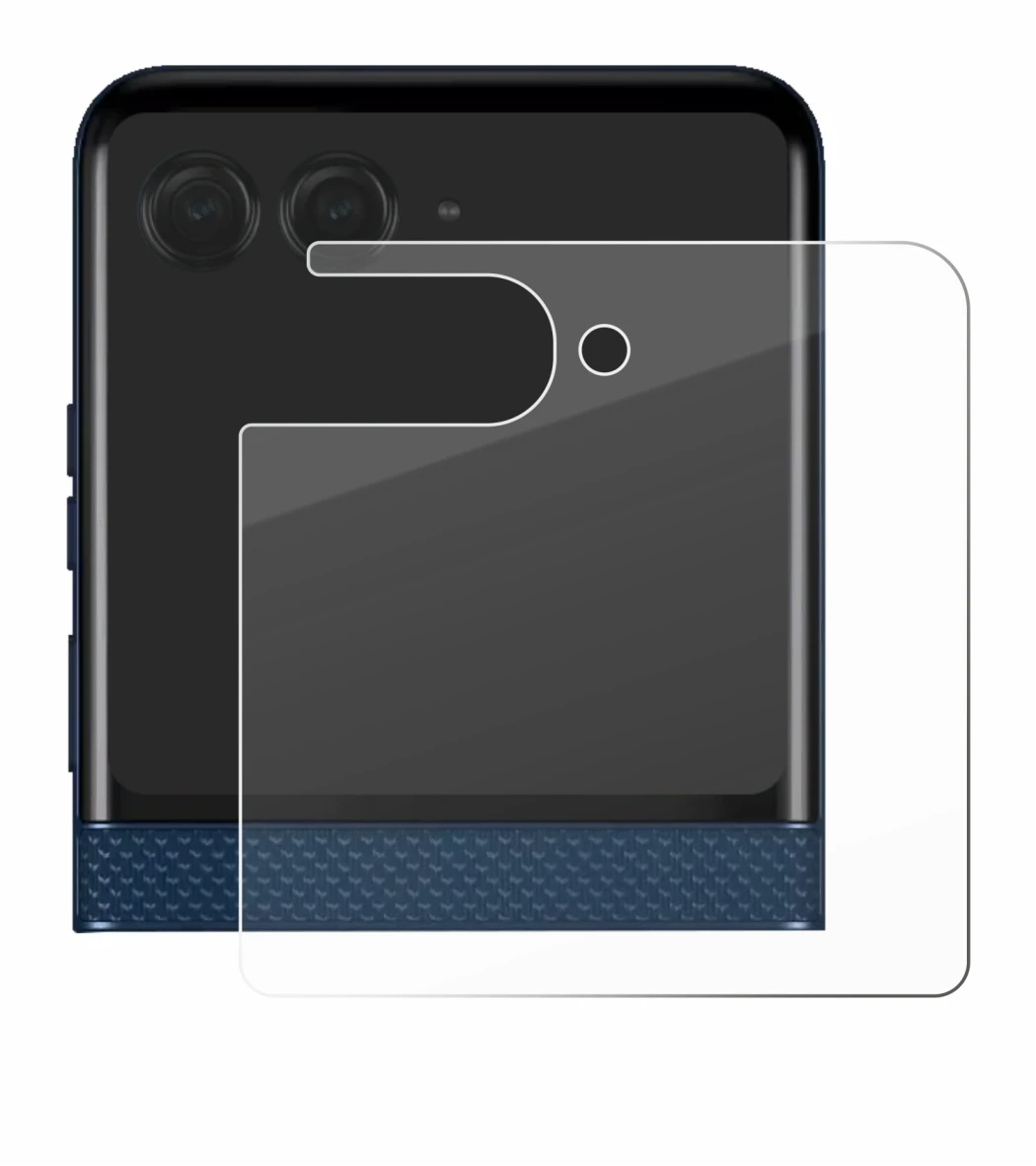 Image de l'appareil Motorola Razr 60 (Affichage arrière) avec une grande variété de protections d'écran.