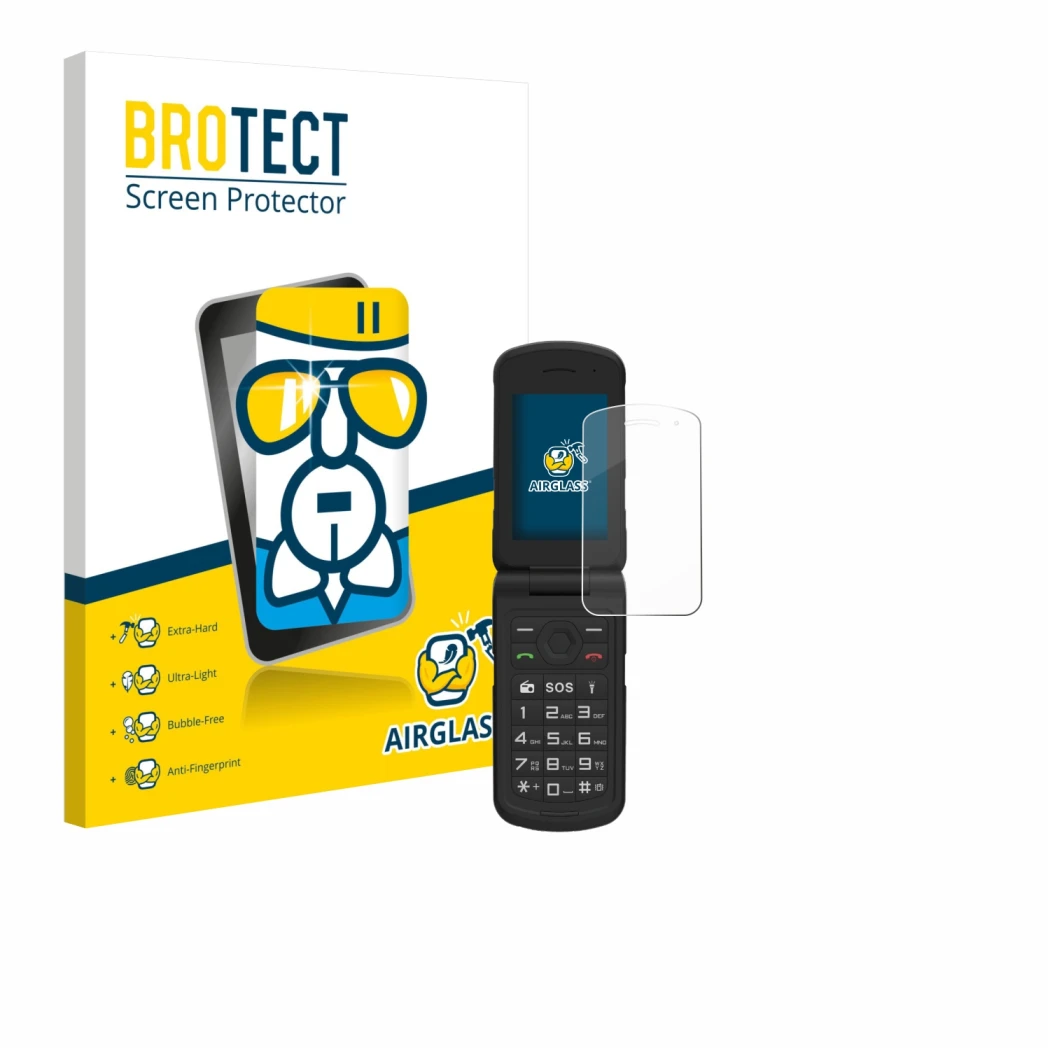 Face avant d’un emballage produit avec le logo de la marque BROTECT. À côté, l’appareil AGM M10 est représenté avec la protect