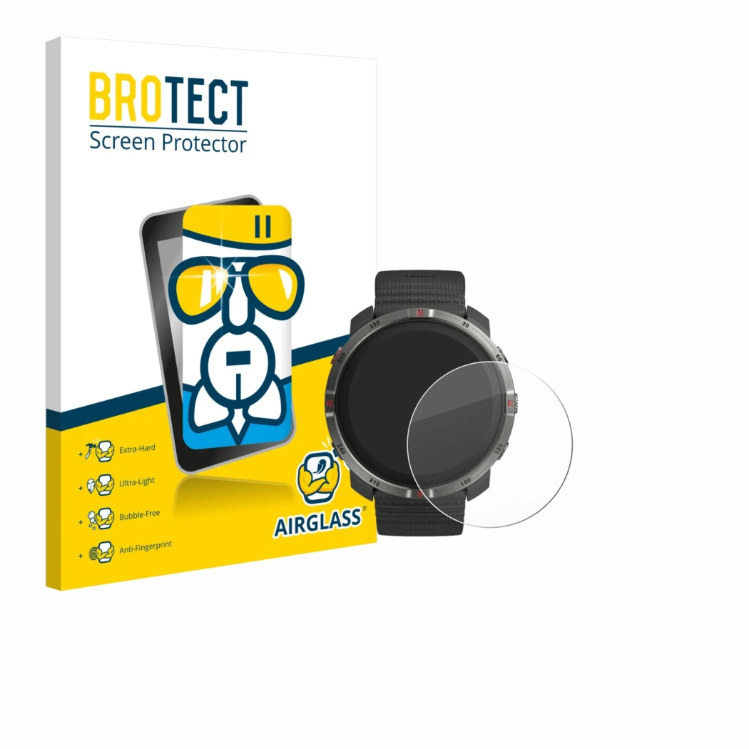 Face avant d’un emballage produit avec le logo de la marque BROTECT. À côté, l’appareil Polar Grit X2 est représenté avec la p