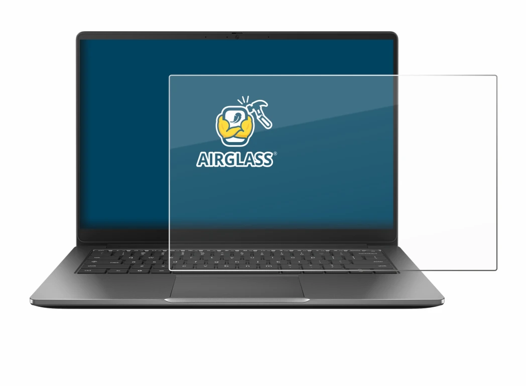 Image de l'appareil ASUS Chromebook Plus CX14 avec une grande variété de protections d'écran.