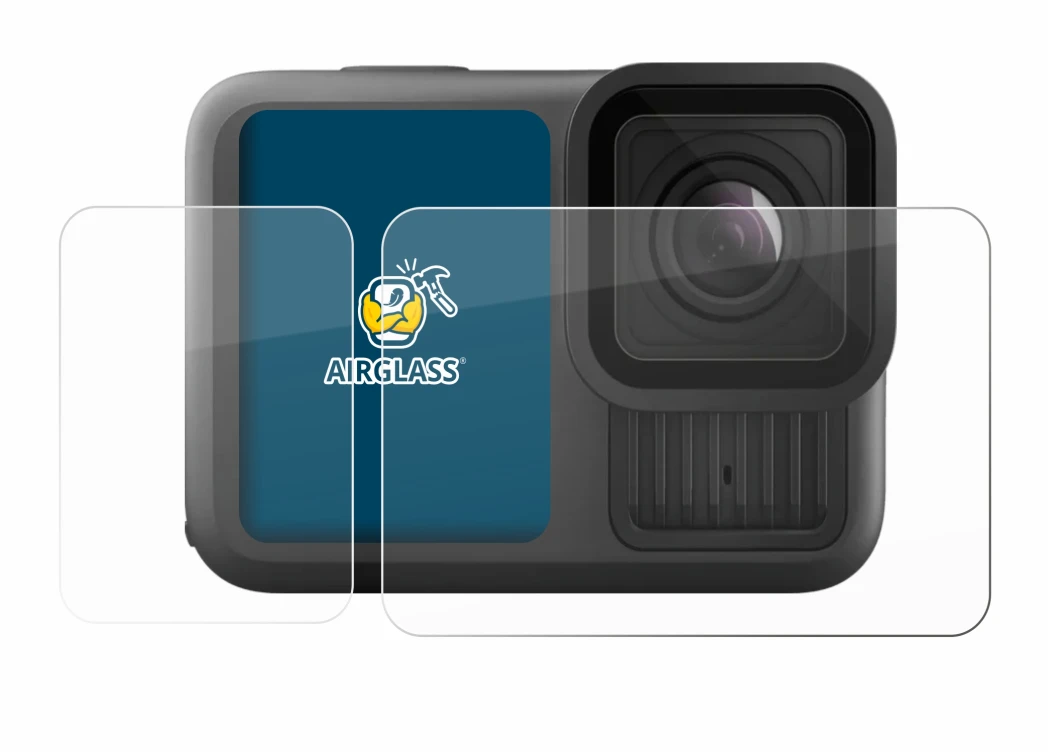 Image de l'appareil GoPro Hero 13 Black Creator Edition avec une grande variété de protections d'écran.