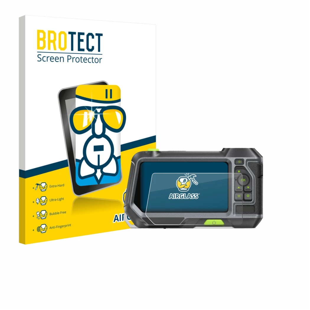 Face avant d’un emballage produit avec le logo de la marque BROTECT. À côté, l’appareil Teslong NTS500 est représenté avec la