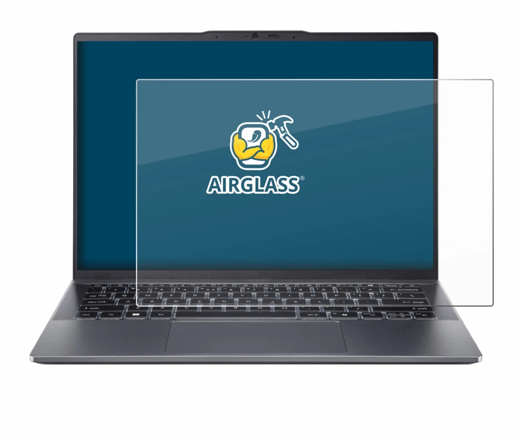 Image de l'appareil Acer Swift Go 14 OLED avec une grande variété de protections d'écran.