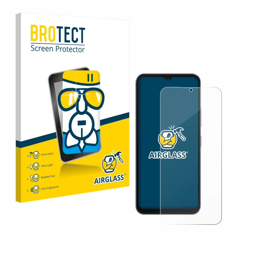 Face avant d’un emballage produit avec le logo de la marque BROTECT. À côté, l’appareil Telekom T Phone 3 est représenté avec