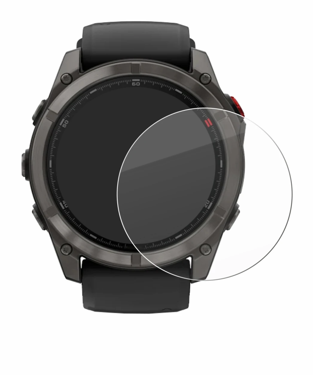 Image de l'appareil Garmin Fenix 8 Pro MicroLED (51 mm) avec une grande variété de protections d'écran.