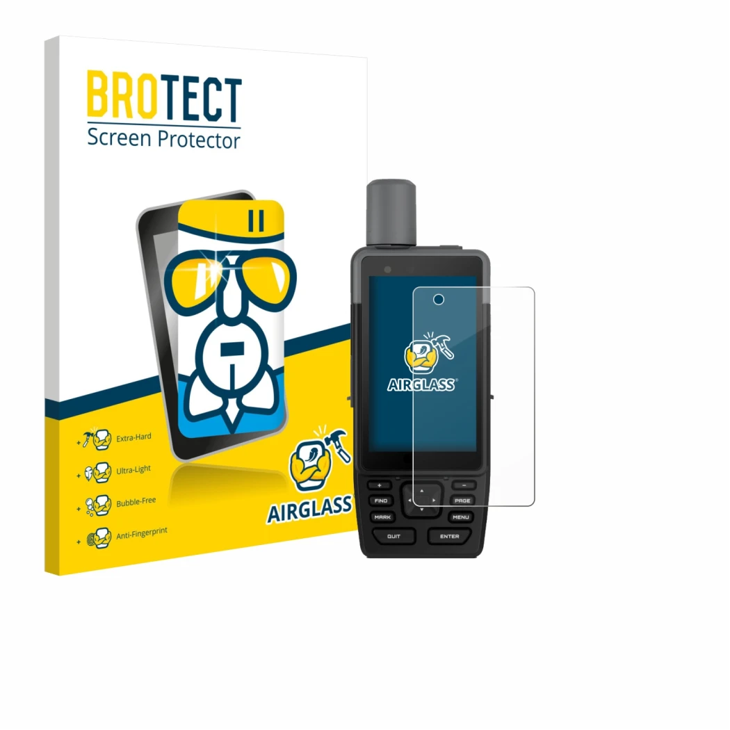 Face avant d’un emballage produit avec le logo de la marque BROTECT. À côté, l’appareil Garmin GPSMAP H1 est représenté avec l