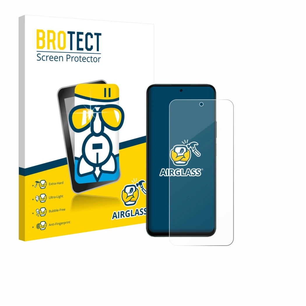 Face avant d’un emballage produit avec le logo de la marque BROTECT. À côté, l’appareil Honor 400 Smart est représenté avec la