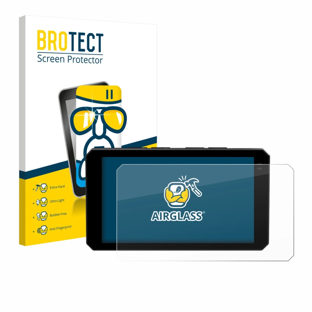 Face avant d’un emballage produit avec le logo de la marque BROTECT. À côté, l’appareil Chigee AIO-6 LTE 4G est représenté ave