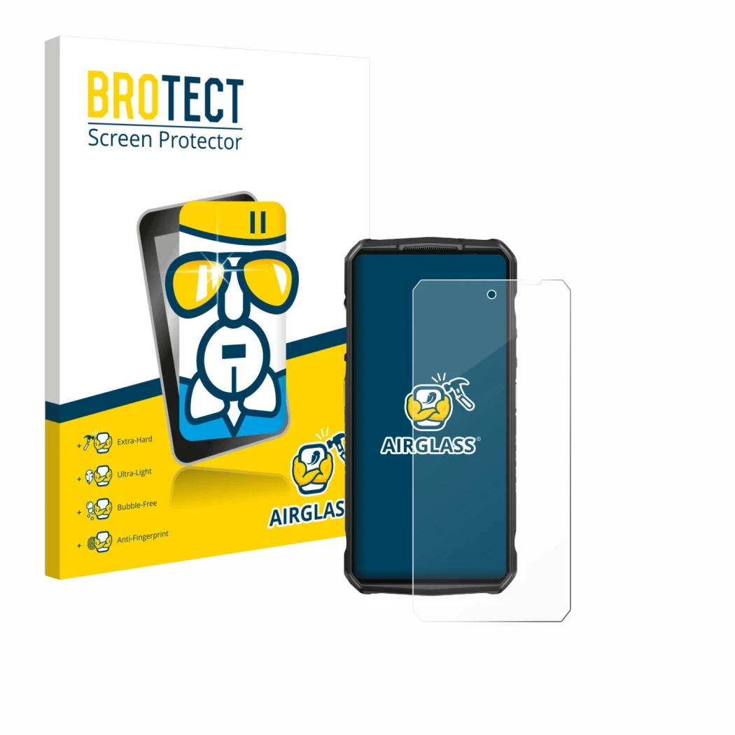 Face avant d’un emballage produit avec le logo de la marque BROTECT. À côté, l’appareil Ulefone 29 pro est représenté avec la